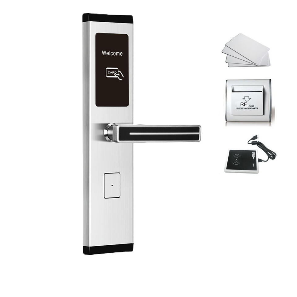 Smart hotel door lock system RFID sensor card lock, stainless steel door lock, including free management software