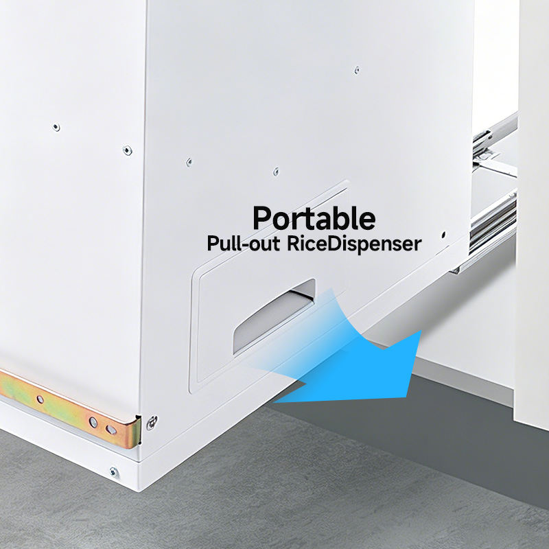 Large-capacity modern rice box rice storage cabinet, slide rail drawer type, environmentally friendly carbon steel moisture-proof kitchen storage box, household rice bucket