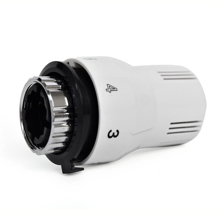 OEM custom white ABS thermostatic radiator temperature control valve head, bathroom and home office central heating temperature control, modern design