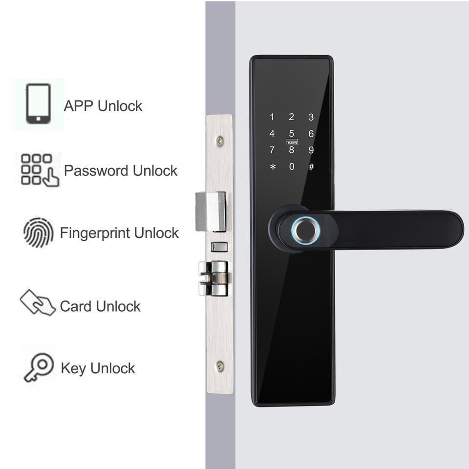 Tuya smart fingerprint electronic door lock Wi-Fi remote control, password/IC card/key unlocking, suitable for wooden/copper doors