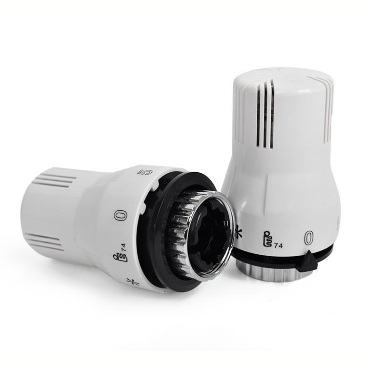 OEM custom white ABS thermostatic radiator temperature control valve head, bathroom and home office central heating temperature control, modern design