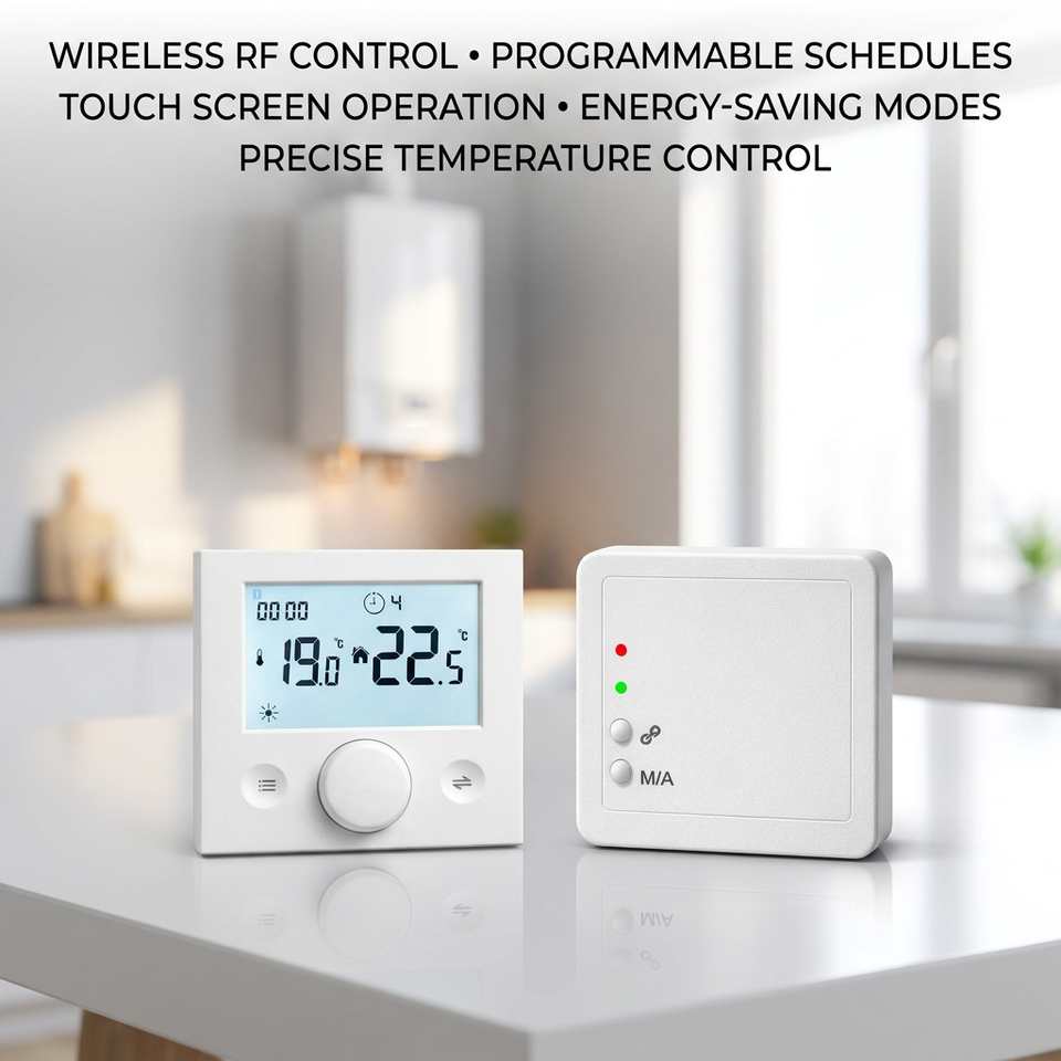 Modern wall-mounted programmable radio frequency thermostat 